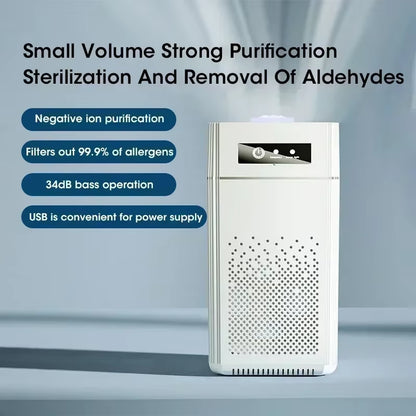 2025 Air Purifier Portable Desktop Air Freshener for Home Allergies and Pets Hair Smokers in Bedroom HEPA Filter Air Cleaner