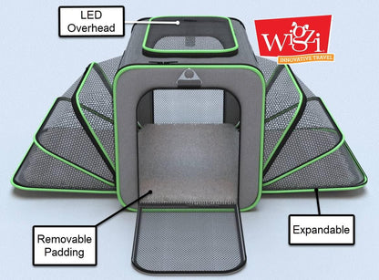 Expandable Pet Travel Carrier for Cats, Small Dogs and Pets up to 20Lbs with Rechargeable Interior LED Light - TSA Airline Approved, Expandable Soft Sided Walls, 4-Doors and Removable Padding