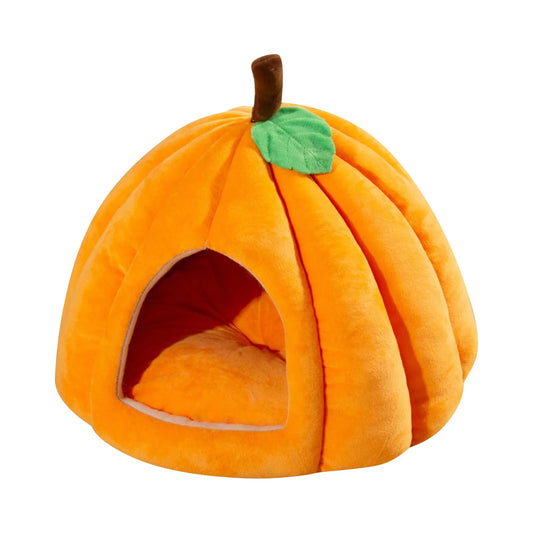 Halloween Themed Pet Pumpkin House Autumn and Winter Cat and Dog Semi-Enclosed Pet Bed Warm and Thick Cat and Dog Bed
