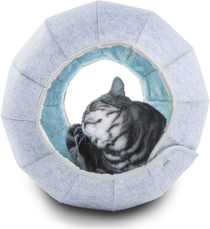 D.Ball Portable Transformable Cat Bed Foldable Washable Scratch Resistant Cat Cave Cat Tent Cat Hut Pet Mat Leopard Cat Bed Outdoor Soft for Cats Small Puppy