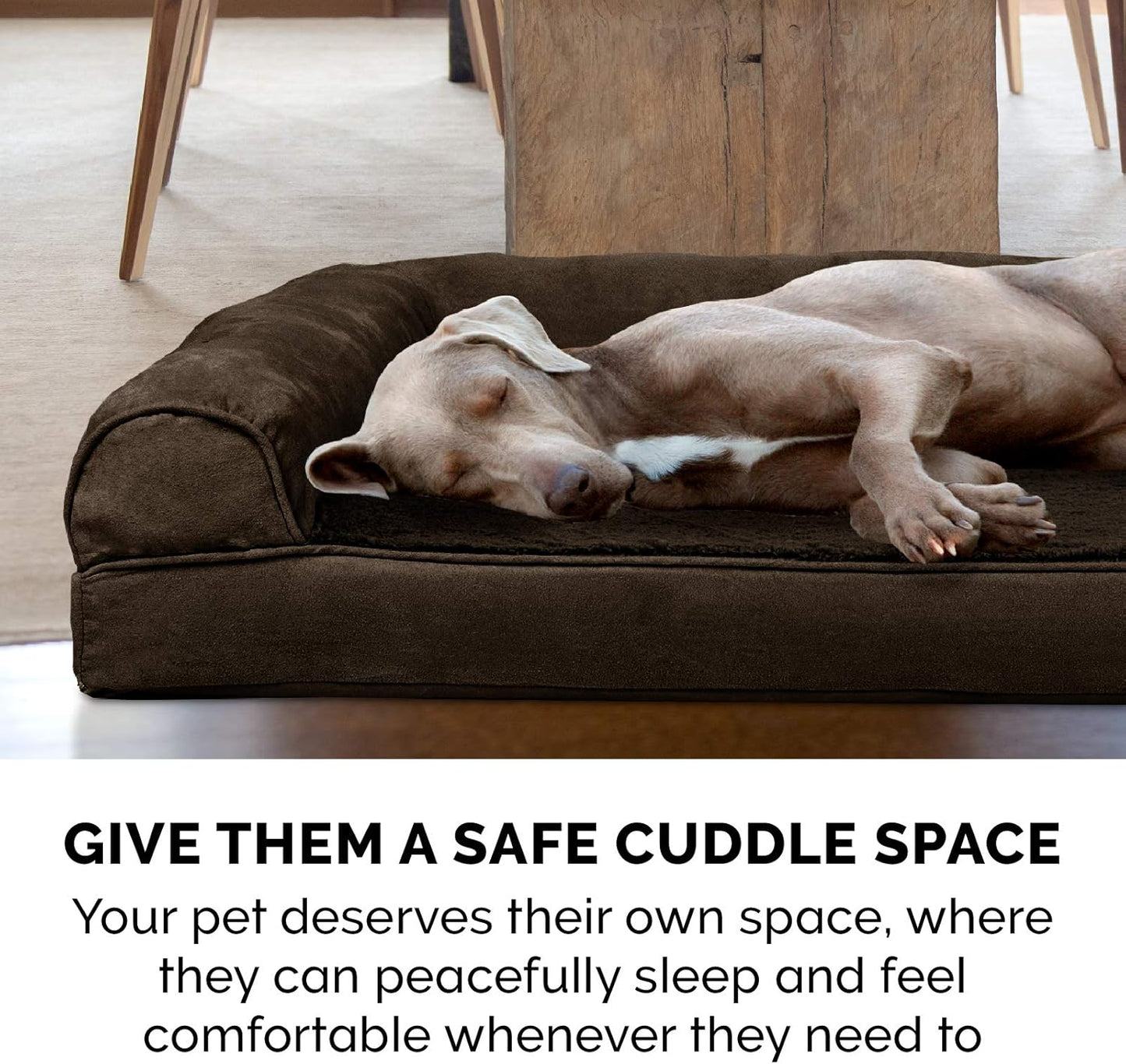 Plush & Suede Sofa-Style Cooling Gel Foam Dog Bed - Espresso, Small