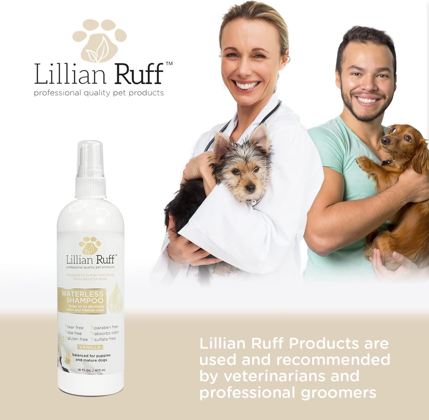 Waterless No-Rinse Dog Dry Shampoo Spray with Hydrating Essential Oils - Ph-Balanced Dry Shampoo for Dogs - Clean, Condition, Detangle & Deodorize Dry, Sensitive Skin (Vanilla)