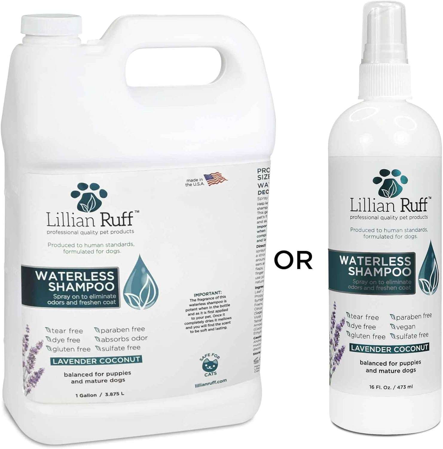 Waterless No-Rinse Dog Dry Shampoo Spray with Hydrating Essential Oils - Ph-Balanced Dry Shampoo for Dogs - Clean, Condition, Detangle & Deodorize Dry, Sensitive Skin (Gallon)