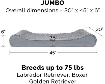 Memory Foam Dog Bed for Large Dogs W/ Removable Washable Cover, for Dogs up to 75 Lbs - Ultra Plush Faux Fur & Suede Luxe Lounger Contour Mattress - Gray, Jumbo/Xl