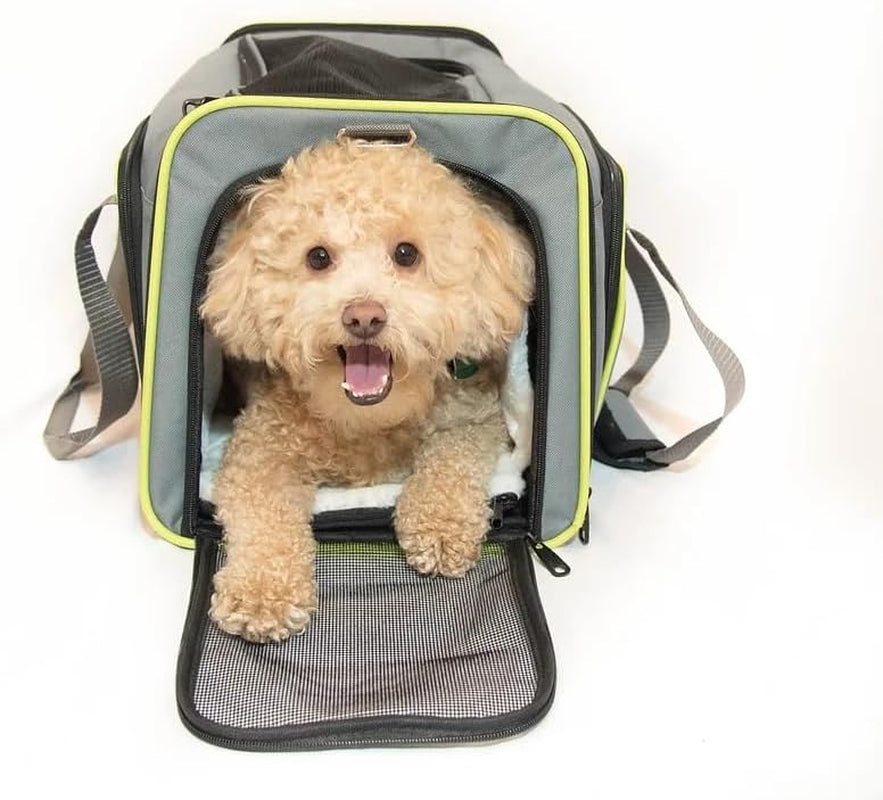 Expandable Pet Travel Carrier for Cats, Small Dogs and Pets up to 20Lbs with Rechargeable Interior LED Light - TSA Airline Approved, Expandable Soft Sided Walls, 4-Doors and Removable Padding