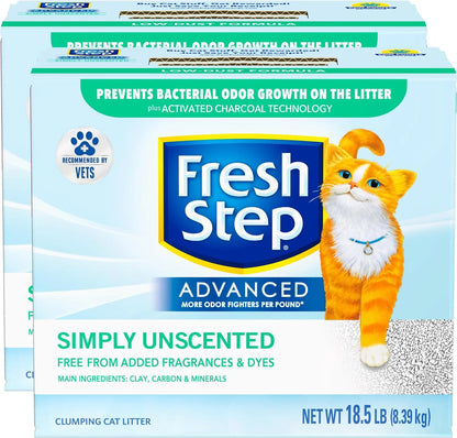 Advanced Simply Unscented Clumping Cat Litter, Vet Recommended, 2 Pack of 18.5 Lb Boxes