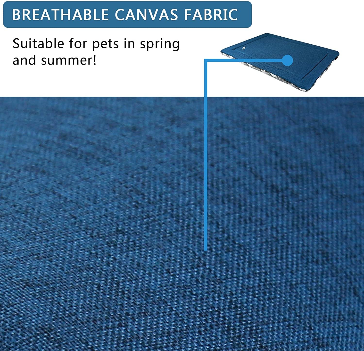 Fancy Crate Pad Bed Mat Reversible (Cool & Warm), Machine Washable, for Small to Xxx-Large Dogs, Grey, Navy, Star Pattern