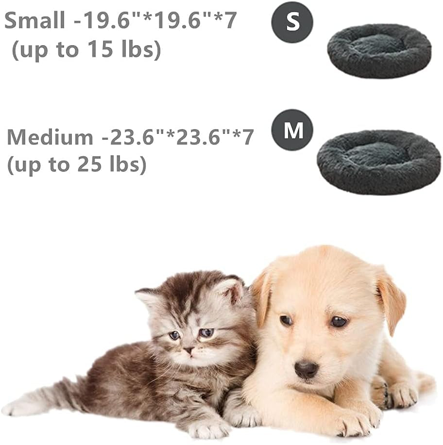Cat Beds for Indoor Cats with Removable Cover, Fluffy Self-Warming Calming Donut Pet Bed for Indoor Cats,Machine Washable round Warm Bed for Cats and Small Medium Dogs