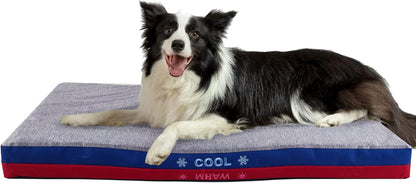 Dog Bed, Waterproof,Warm & Cool Sides, Massage Function with 3 Inches Egg Crate Foam,With Removable Washable Cover,Firm Support Pet Bed Mat,30×19×3 Inches