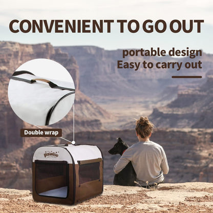 Collapsible Soft Dog Crate Pet Kennel Houses, Portable Dog Crates for Medium Dogs, Lightweight Travel Crate Kennel Indoor & Outdoor, 26"X18"X21",Medium